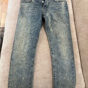 MNML Blue Straight Jeans with White Speckles